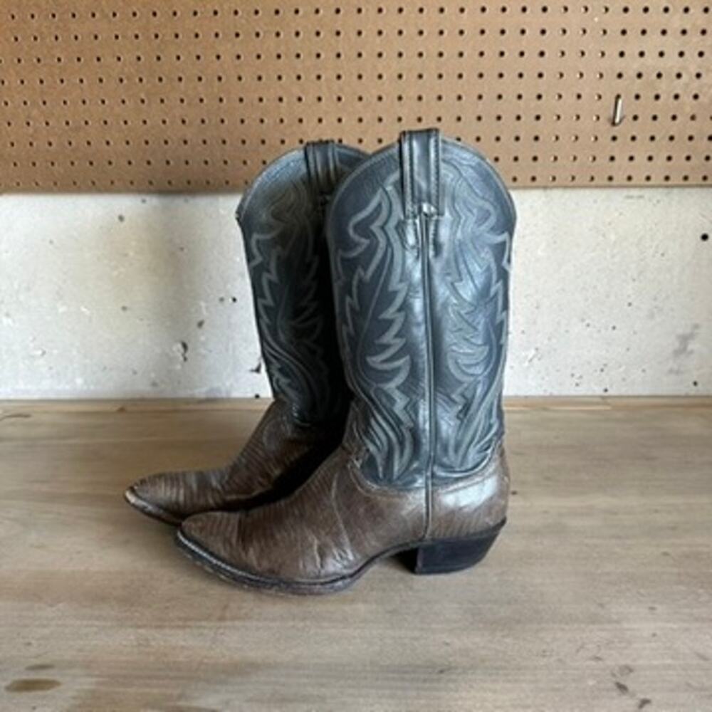 Vintage Justin Grey Lizard Cowboy Boots 8 / Womens 9.5